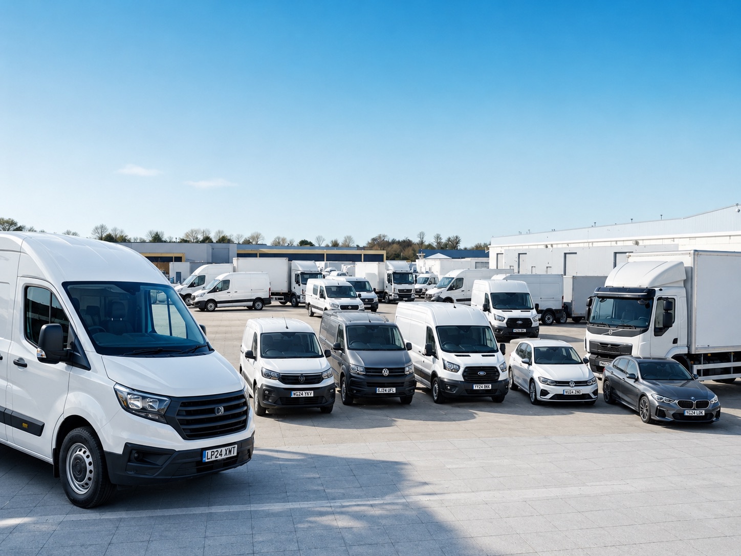 Modern fleet of commercial vehicles at a UK depot